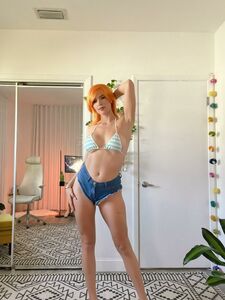 KittyPlays Sexy Bikini Nami Cosplay Fansly Set Leaked
